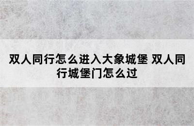 双人同行怎么进入大象城堡 双人同行城堡门怎么过